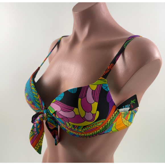 Bikini Bay Underwire Padded Push Up Twisted Bikini Top  Size 10 - Picture 3 of 14